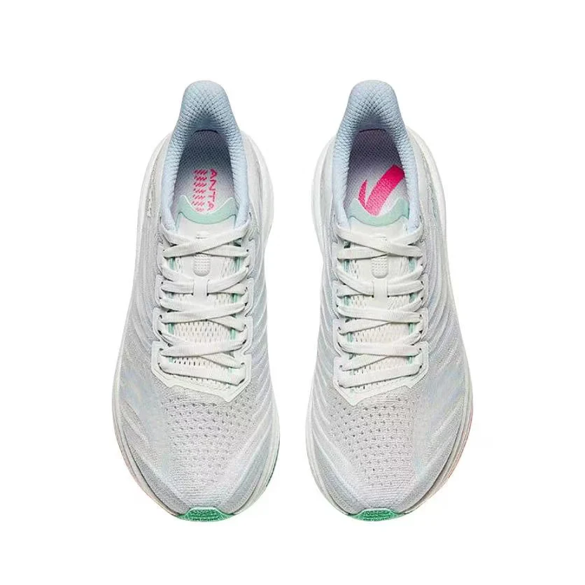 Anta Woman's Mach 4.0 Racing Running Shoes - White/Blue/Green - Image 2