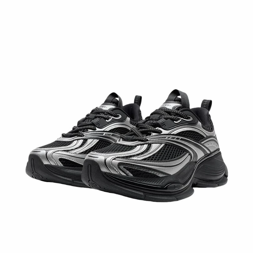 (Women & Men)Xtep Basque 2 Sports Couple Height Increasing Shoes - Deep Space Silver/Black - Image 2